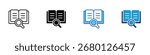Book Search Multiple Style Icon Design Vector - Open book with magnifying glass, symbolizing study, research, knowledge, or reading exploration