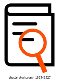 Book search outline vector icon