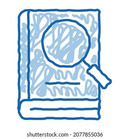 Book Search Study sketch icon vector. Hand drawn blue doodle line art Book Search Study sign. isolated symbol illustration