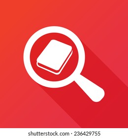 Book Search Vector Icon. Flat Icon Design With Long Shadow