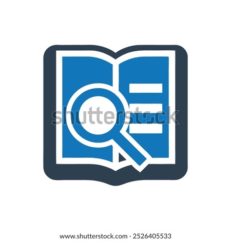 Book Search Vector Icon, Search Book Research Icon, Academic Research Vector Icon