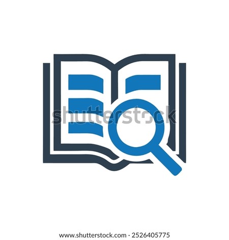 Book Search Vector Icon, Search Book Research Icon