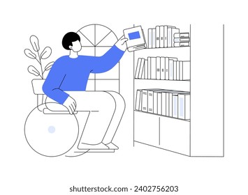 Book selection isolated cartoon vector illustrations. Young boy choosing from diversity of books on the shelf, modern educational process at university, student lifestyle vector cartoon.