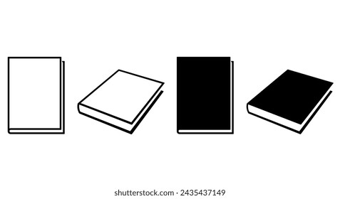 book - set of black and white simple symbol of closed books, vector illustration isolated on white background