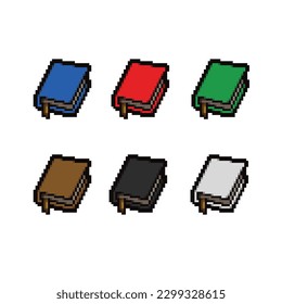 book set with different color in pixel art style