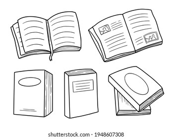 Book set doodle hand drawing sketches vector collection