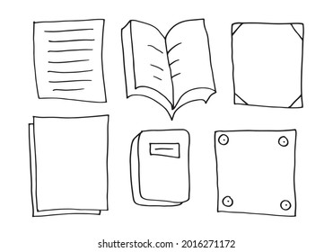 Book set in doodle style suitable for education content on white background.