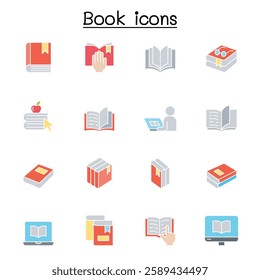 Book  set in flat color style