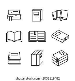 book set icon with black color line style. educational concept. suitable for educational graphic assets and libraries, web design, banners, applications, open drawing children, etc. EPS 10 vector.