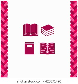Book set icon Flat Design. Isolated Illustration.