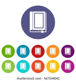 Book set icons in different colors isolated on white background