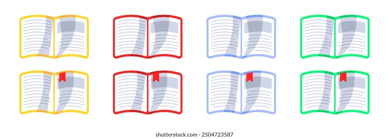 Book set icons. Flat style. Vector icons.