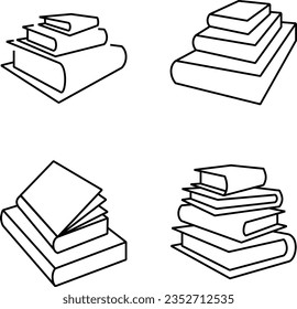 Book set line icon. Library logo isolated on white background