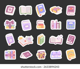 Book set scandinavian set with hand drawn elements for relaxing reading moments and cozy education themed for yours illustration and creative designs projects