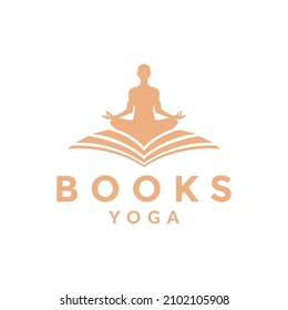book shape with woman yoga logo design vector graphic symbol icon illustration creative idea