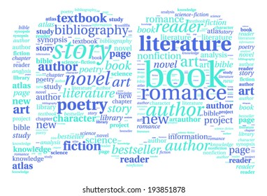 Book shaped word cloud