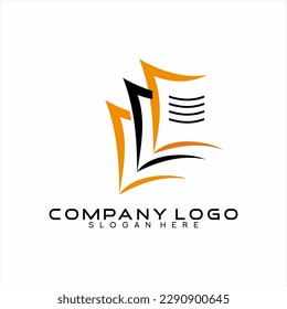 Book sheet illustration logo design with notes.
