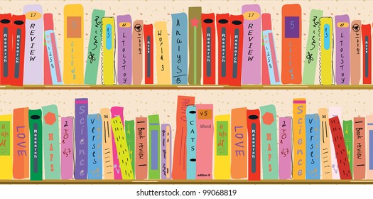 Book shelf banner funny cartoon