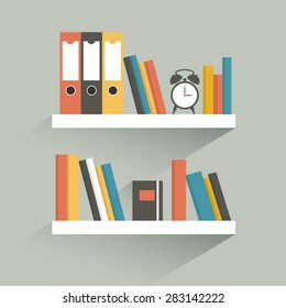 Book Shelf. Flat Design. Vector.