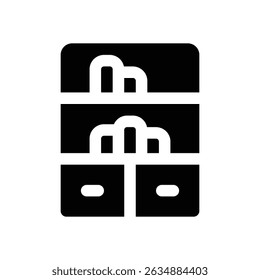 book shelf glyph icon. Strong and solid vector icon for websites, mobile interfaces, presentations, and visual branding. High quality and easy to edit.