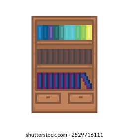 arte de pixels de ícone de estante de livro