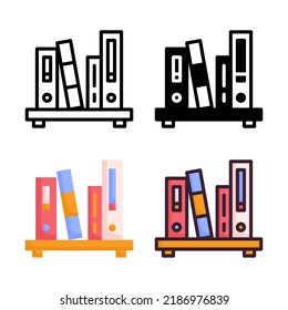 Book Shelf Icon Set Style Collection