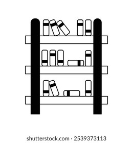 Ícone de prateleira de livro com ilustração de estoque de vetor de fundo branco