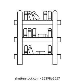 Icono de estante de libro con fondo blanco Vector ilustración de stock