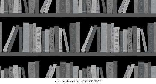 Book shelf illustration background. Seamless pattern. Vector. 