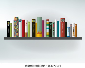 Book shelf. Interior concept.Vector background illustration. 