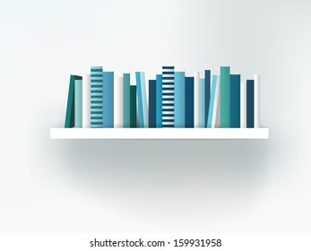  Book shelf interior. Modern furniture design isolated on white. Vector illustration.  Art background.