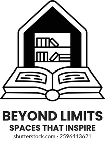A book with a shelf on the side of it. The book is open and the shelf is empty. The book is titled Beyond Limits