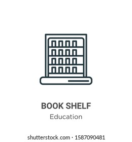 Book shelf outline vector icon. Thin line black book shelf icon, flat vector simple element illustration from editable education concept isolated on white background