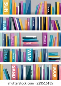 Book shelf. Plastic illustration. Vector.