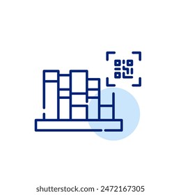 Book shelf and qr code. Library and digital store qr access. Pixel perfect, editable stroke vector icon