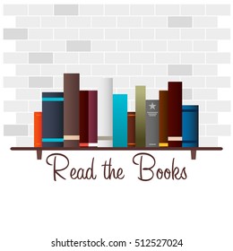 Book shelf. Read the Books. Vector illustration