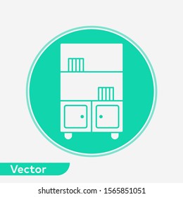 Book shelf vector icon sign symbol