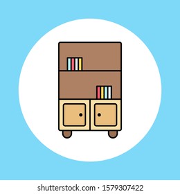 Book shelf vector icon sign symbol
