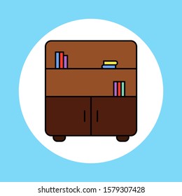 Book shelf vector icon sign symbol
