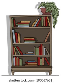 Book shelf, vector illustration
