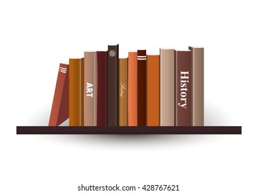 Book shelf. Vector illustration. Bookstore indoor.