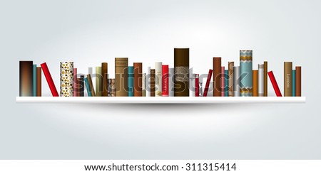 Book shelf. Vector illustration. Bookstore indoor.