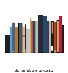 Book shelf vector isolated with bibliography, encyclopedia and handbooks. Literature bookstore