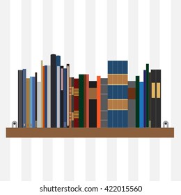 Book shelf vector isolated with bibliography, encyclopedia and handbooks. Literature bookstore