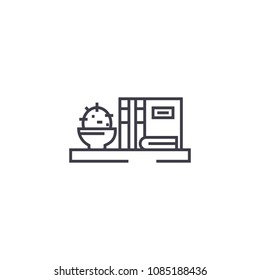 book shelf vector line icon, sign, illustration on background, editable strokes