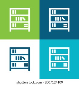 Book Shelves Flat four color minimal icon set