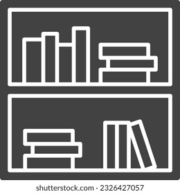 Book Shelves Icon image. Suitable for mobile application.