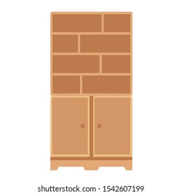 Book shelves isolated. Flat design vector illustration.