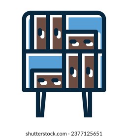 Book Shelves Vector Thick Line Filled Dark Colors Icons For Personal And Commercial Use.
