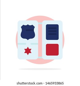 Book, Shield, American, Star Abstract Circle Background Flat color Icon. Vector Icon Template background